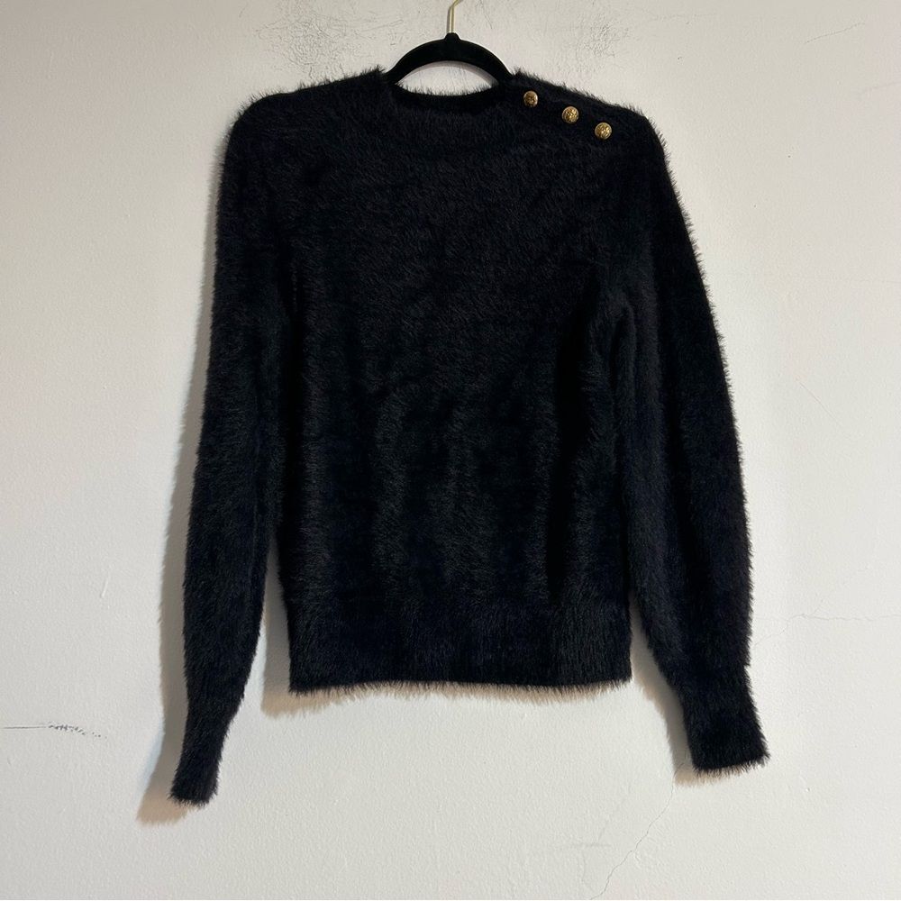 Banana Republic Eyelash Volume Shoulder Button Pullover Sweater in Black Small